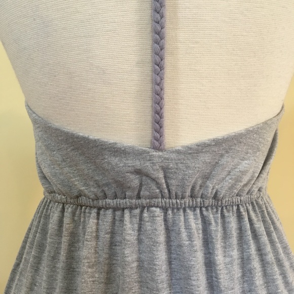 💥 CLEARANCE Side Slit Braided T Back Jersey Dress Heather Grey - Picture 5 of 5